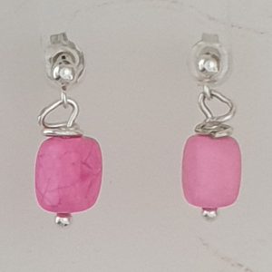 Small Pink Quartzite Drop Earrings with Post Findings