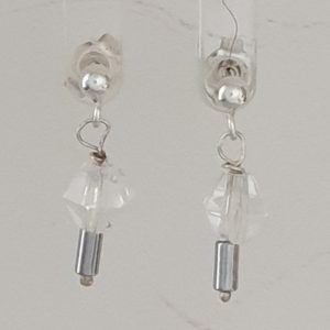 Clear Quartz Bicones and Hematite Earrings with Post Findings