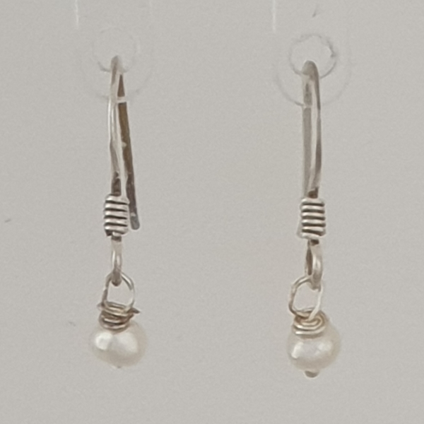 Single Pearl Drop Earrings on Silver Plated Shepherd Hooks