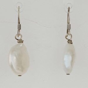 Single Peal Drop Earrings withSterling Silver Shepherd Hooks