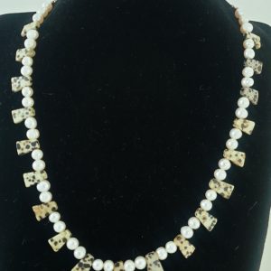Dalmation Jasper and Pearl Necklace