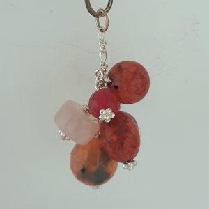 Zip/Bag Clip with assorted Gemstone Cluster in Pink Shades